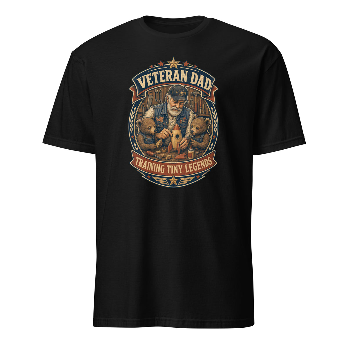 Veteran Dad patriotic graphic T-shirt in black